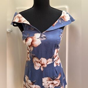 privy summer Blue Floral Off-Shoulder Jumpsuit